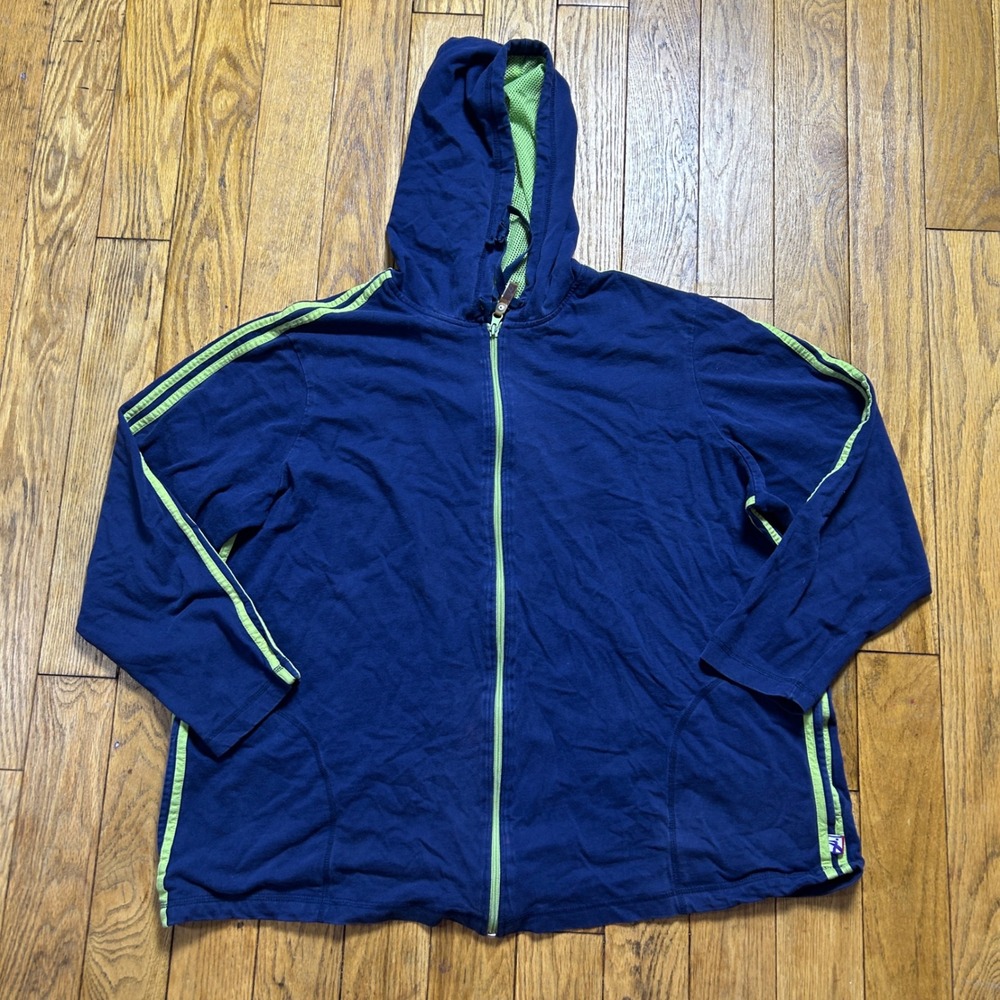 Just My Size Womens Full Zip Hoodie Navy Blue Lime Green Active Jacket 22W 24W